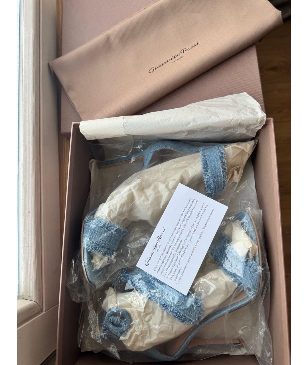 GIANVITO ROSSI Синие текстильные босоножки, фото 5