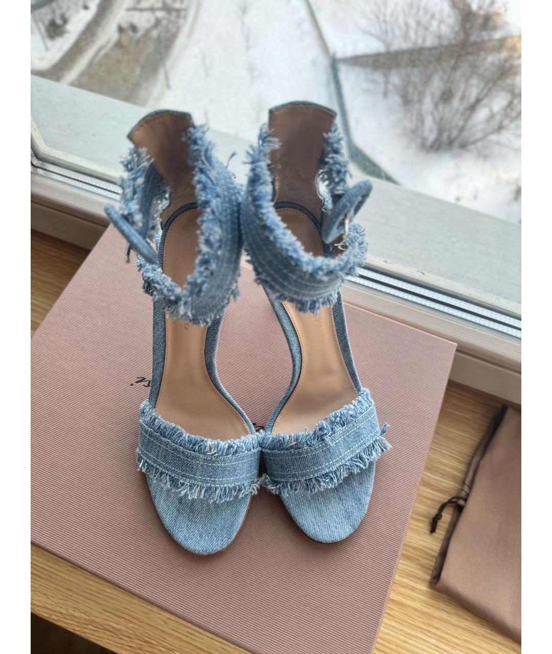 GIANVITO ROSSI Синие текстильные босоножки, фото 6