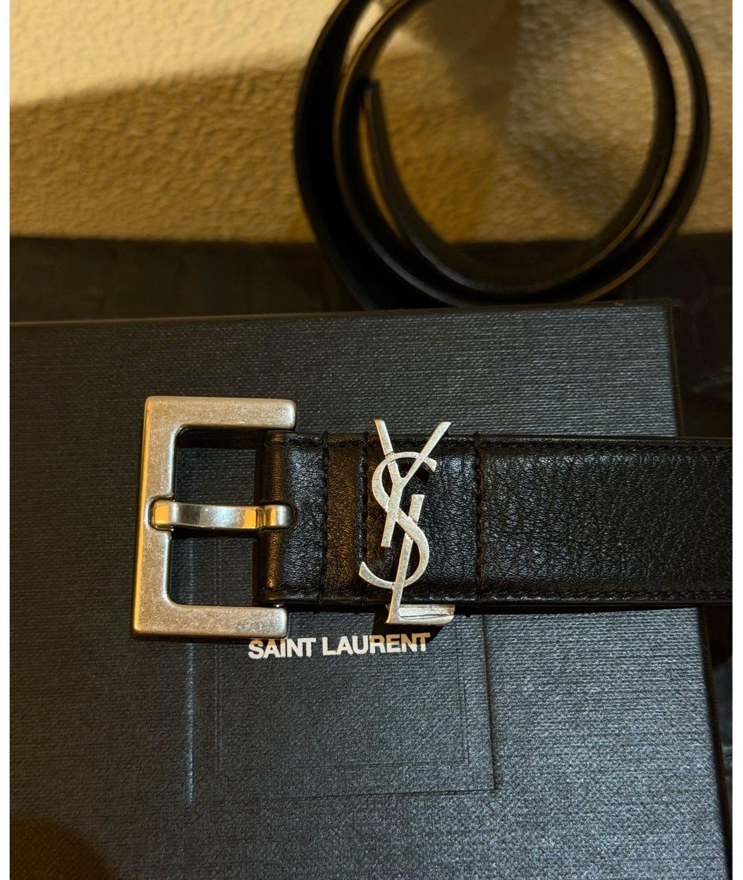 SAINT LAURENT Черный кожаный ремень, фото 4