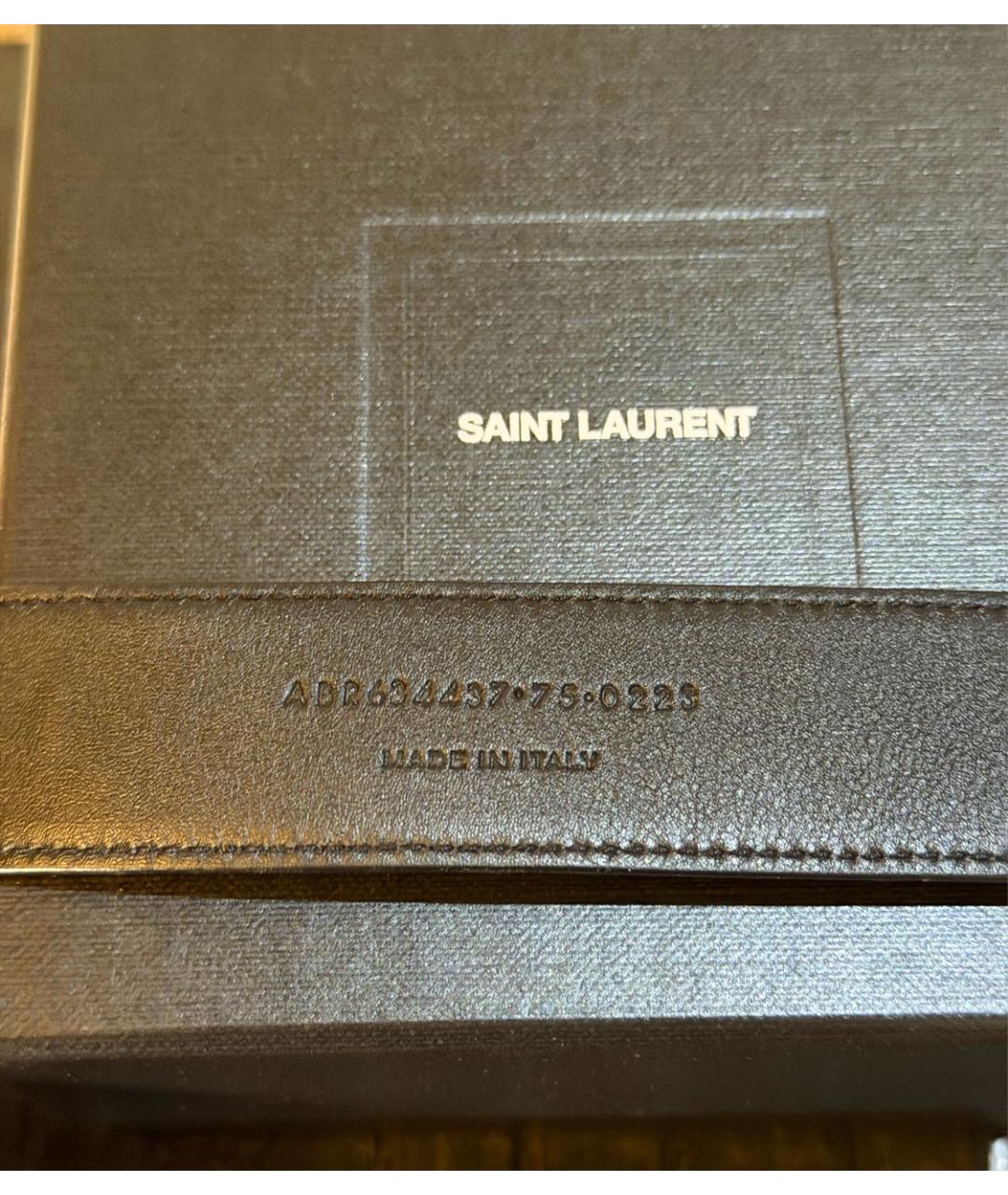 SAINT LAURENT Черный кожаный ремень, фото 3