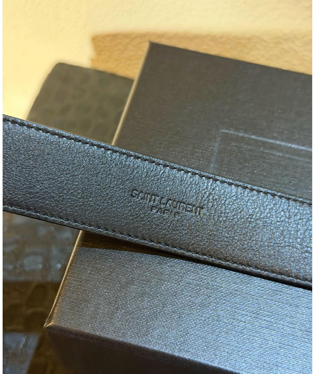 SAINT LAURENT Черный кожаный ремень, фото 5