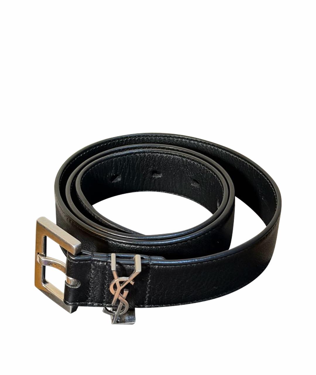 SAINT LAURENT Черный кожаный ремень, фото 1