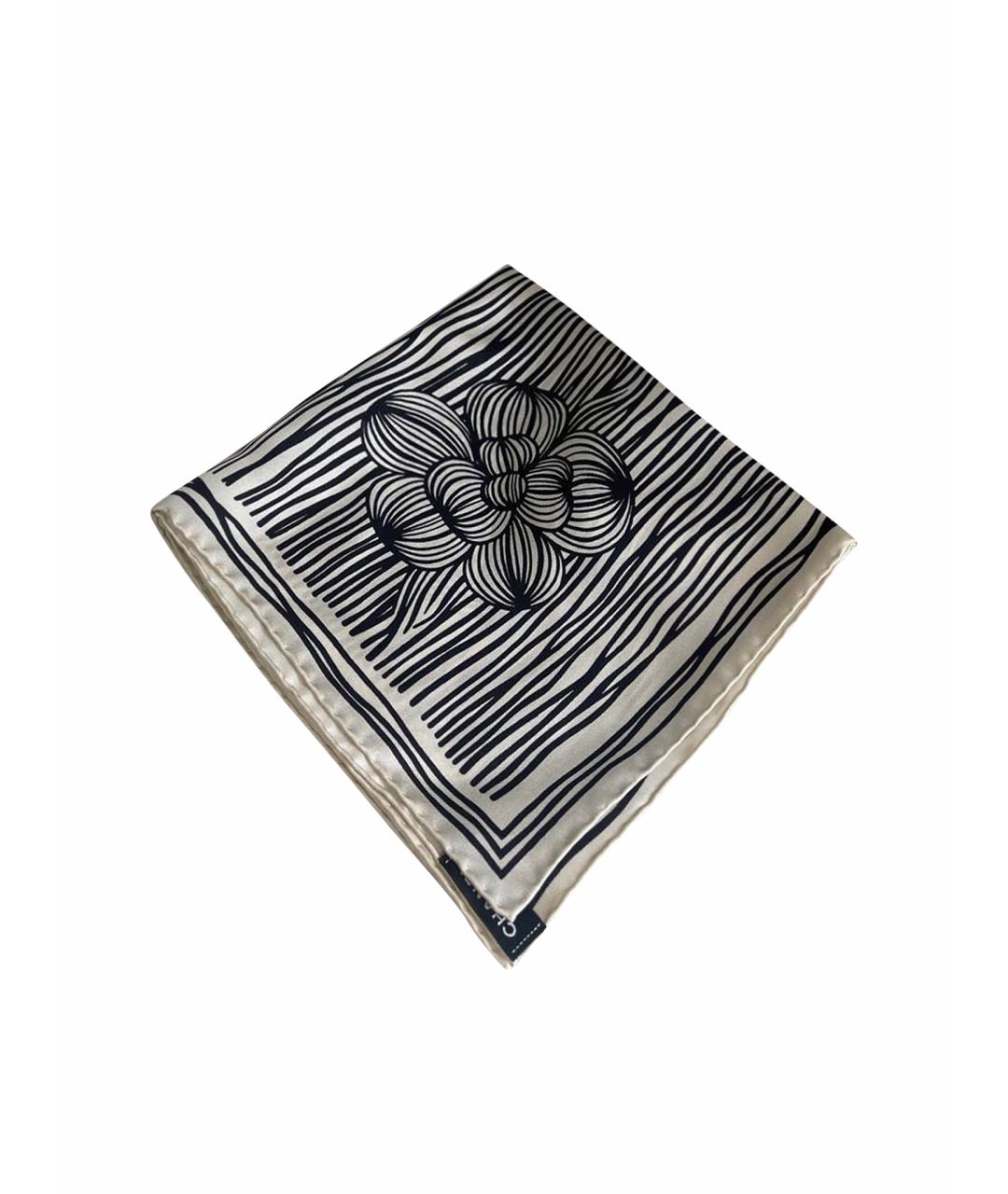 CHANEL Бежевый шелковый платок, фото 1