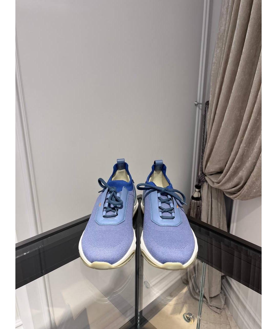 SANTONI Голубые текстильные низкие кроссовки / кеды, фото 3