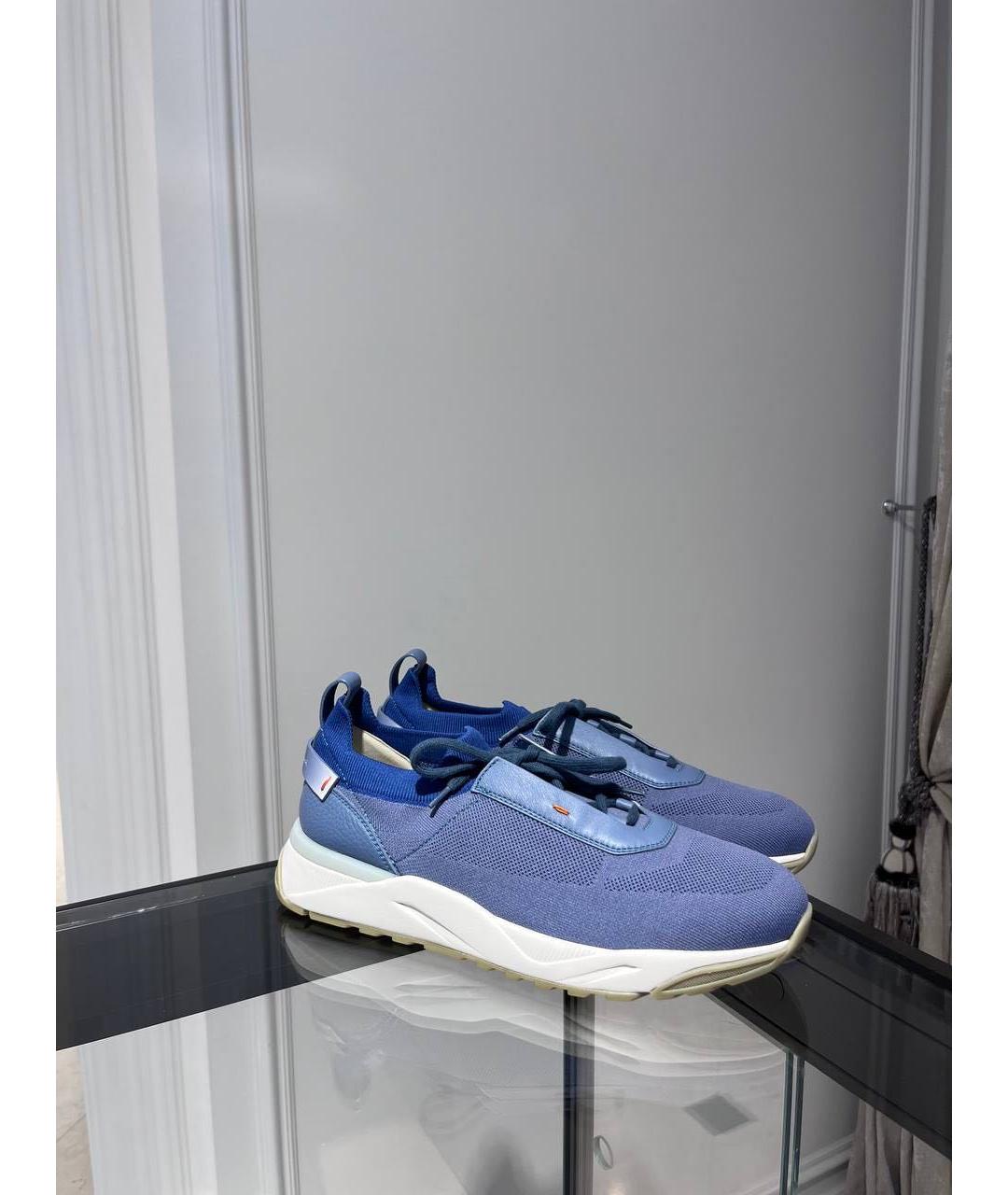 SANTONI Голубые текстильные низкие кроссовки / кеды, фото 2