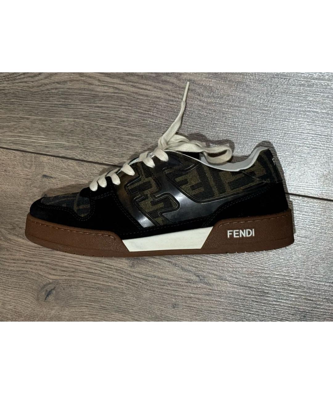 FENDI Коричневые текстильные кеды, фото 9