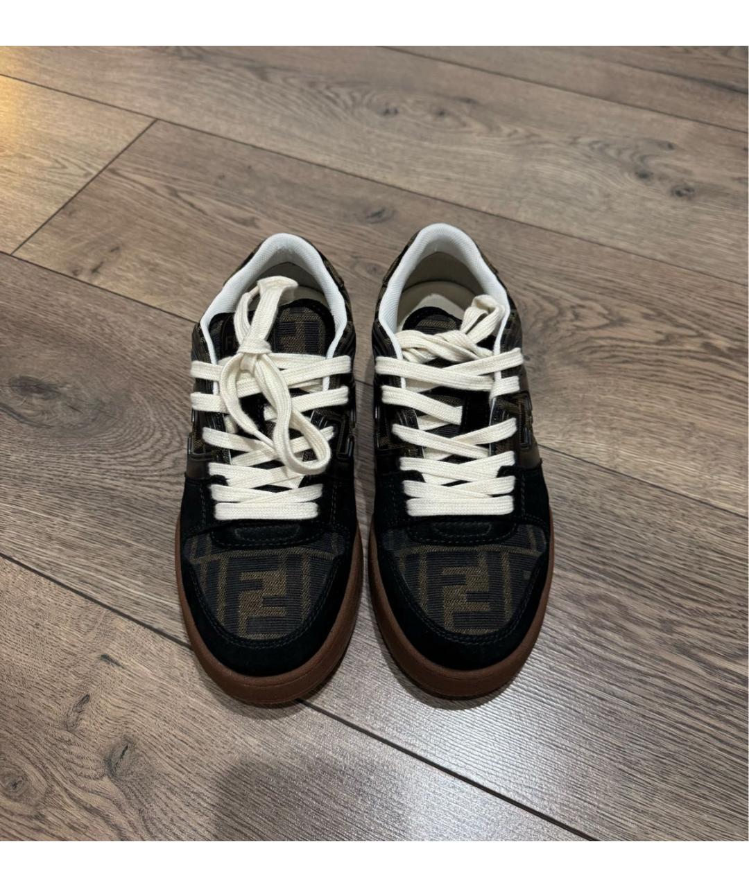 FENDI Коричневые текстильные кеды, фото 2