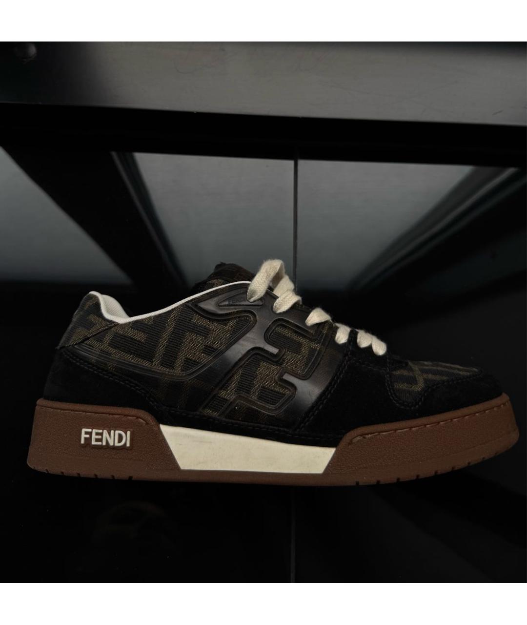 FENDI Коричневые текстильные кеды, фото 7