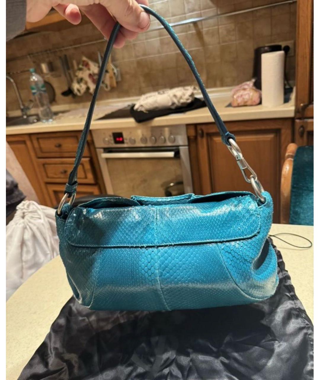 SAINT LAURENT Бирюзовая сумка с короткими ручками, фото 2