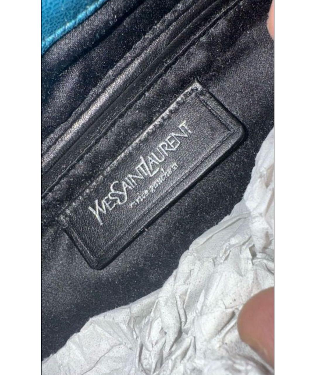 SAINT LAURENT Бирюзовая сумка с короткими ручками, фото 5