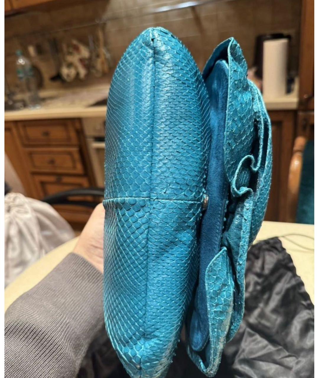 SAINT LAURENT Бирюзовая сумка с короткими ручками, фото 3