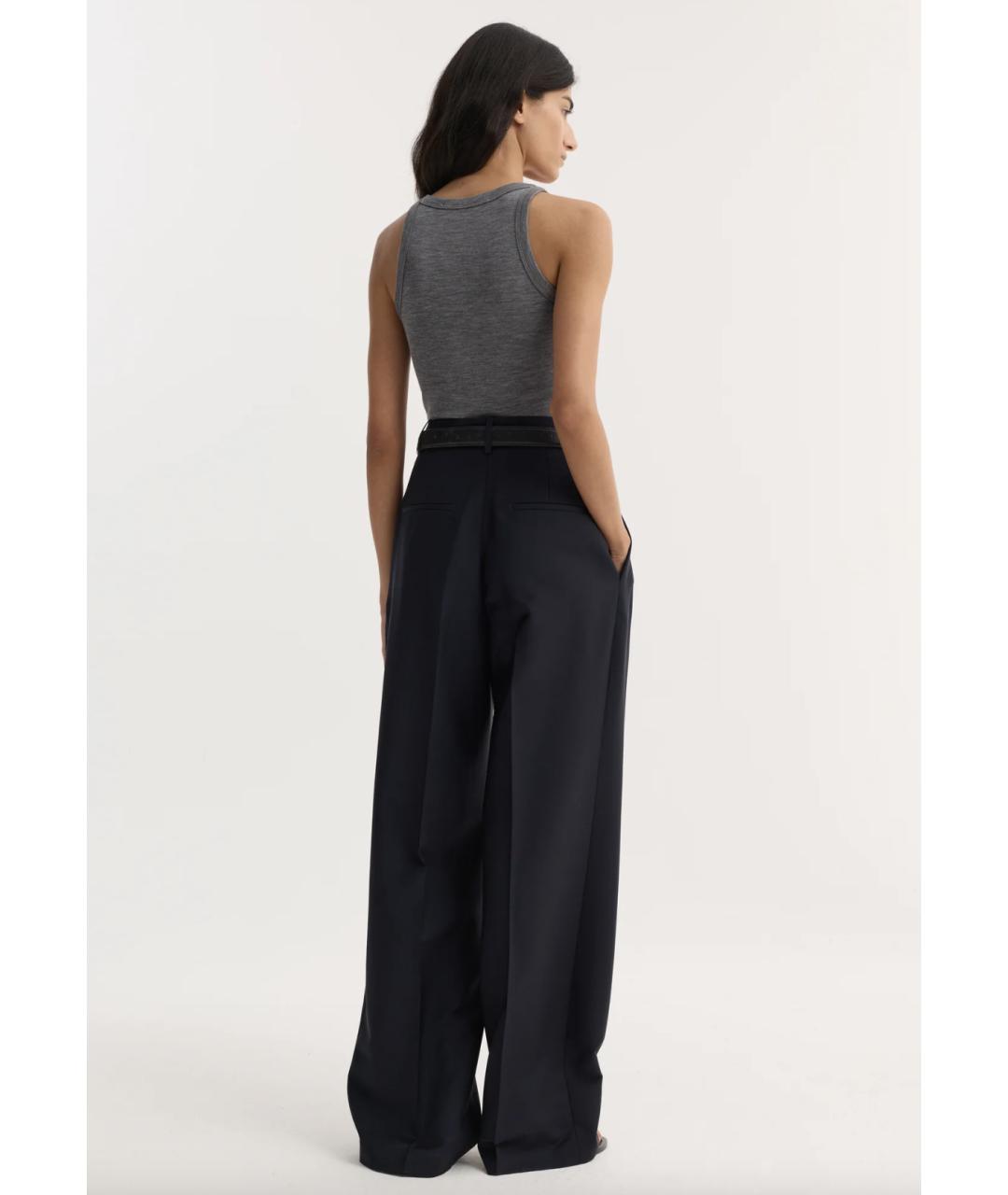 ROHE Темно-синие шерстяные брюки широкие, фото 2