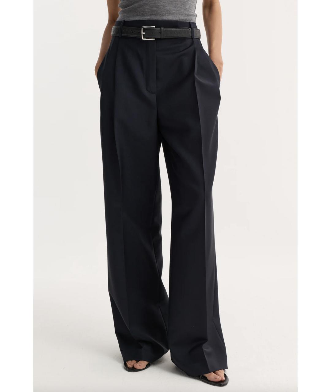 ROHE Темно-синие шерстяные брюки широкие, фото 3