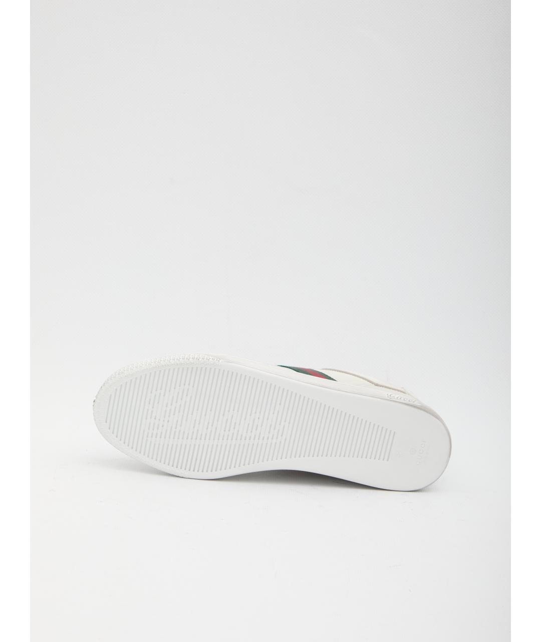 GUCCI Белые кожаные низкие кроссовки / кеды, фото 4