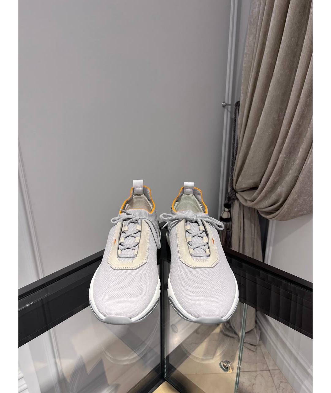 SANTONI Серые текстильные низкие кроссовки / кеды, фото 3