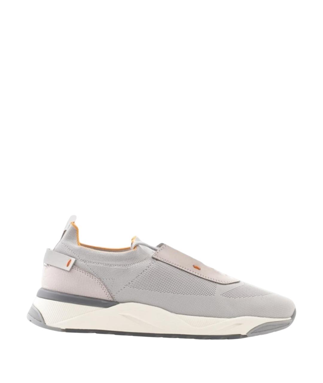 SANTONI Серые текстильные низкие кроссовки / кеды, фото 1