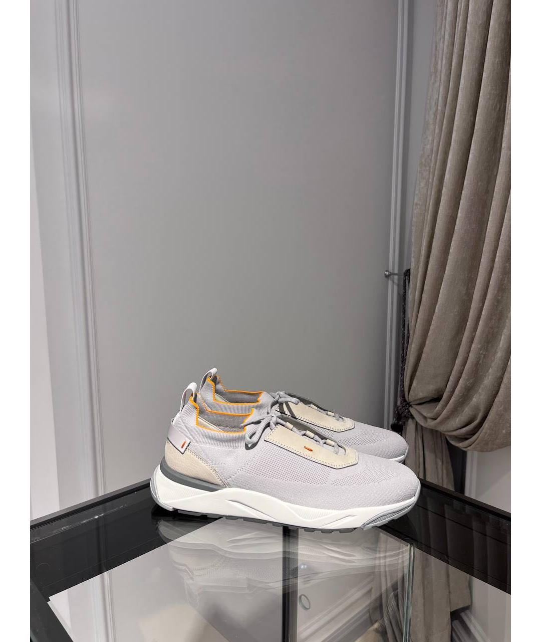 SANTONI Серые текстильные низкие кроссовки / кеды, фото 2