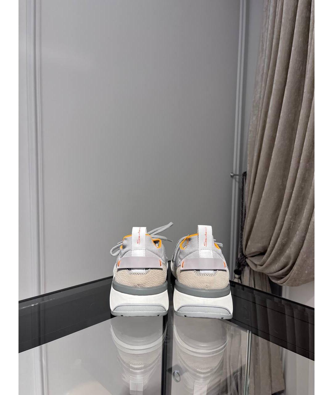 SANTONI Серые текстильные низкие кроссовки / кеды, фото 4