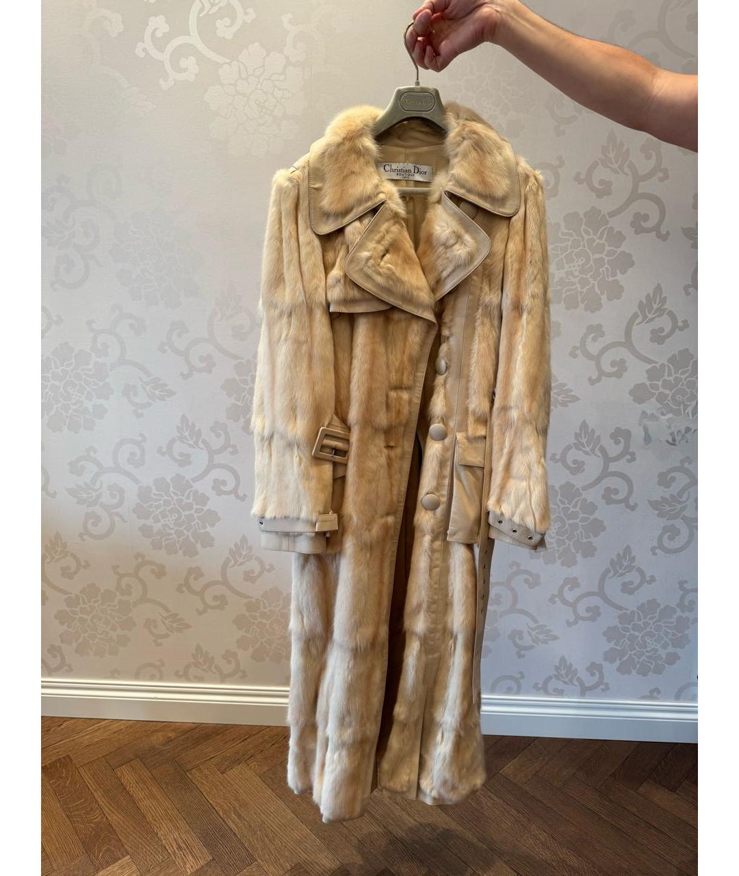 CHRISTIAN DIOR Бежевое кожаное пальто, фото 9