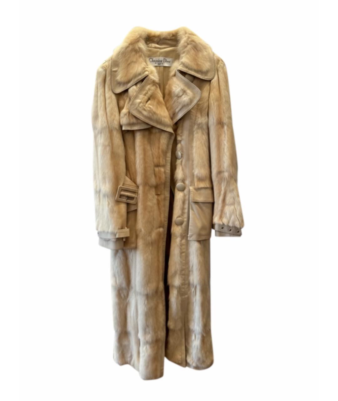 CHRISTIAN DIOR Бежевое кожаное пальто, фото 1