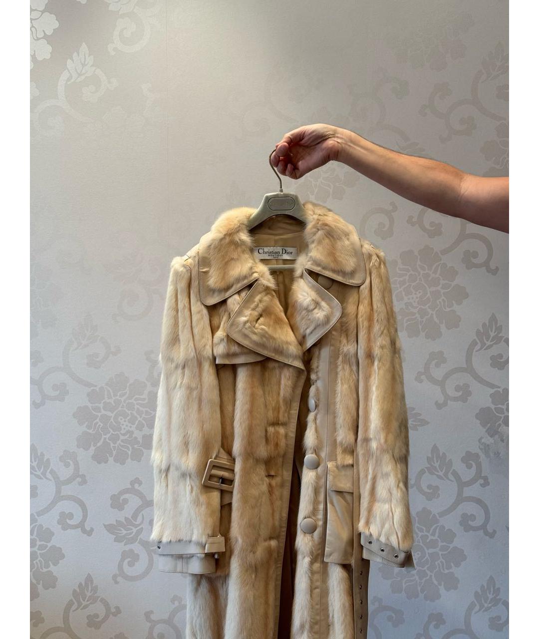 CHRISTIAN DIOR Бежевое кожаное пальто, фото 3