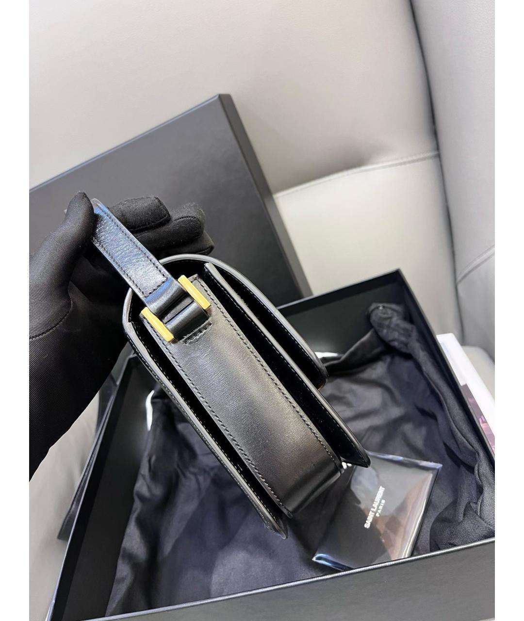 SAINT LAURENT Черная кожаная сумка через плечо, фото 3