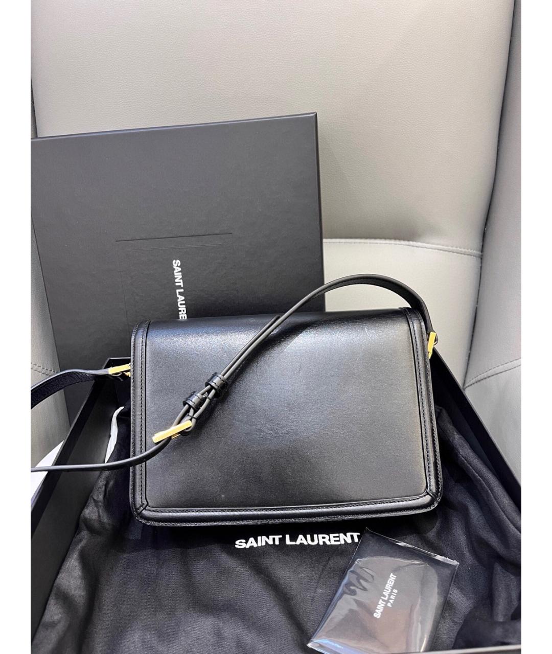 SAINT LAURENT Черная кожаная сумка через плечо, фото 2