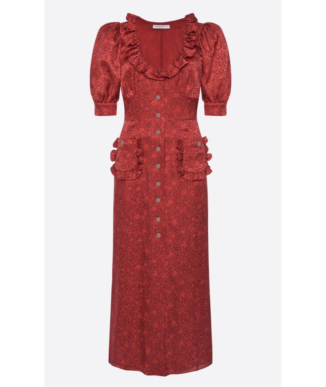 ALESSANDRA RICH Красное шелковое вечернее платье, фото 6