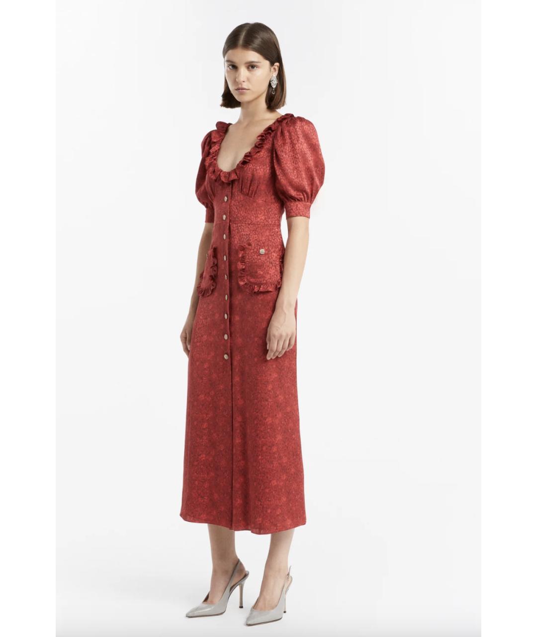 ALESSANDRA RICH Красное шелковое вечернее платье, фото 3