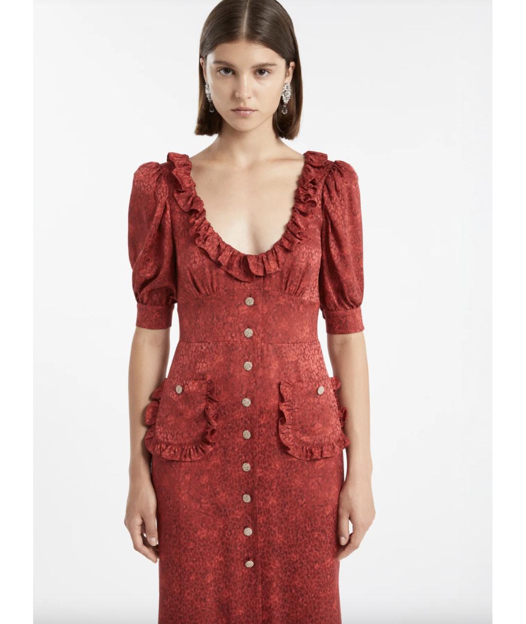 ALESSANDRA RICH Красное шелковое вечернее платье, фото 5