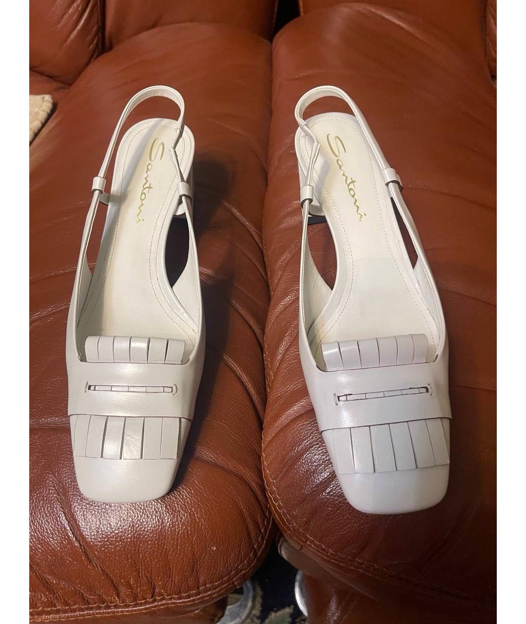 SANTONI Белые кожаные туфли, фото 3