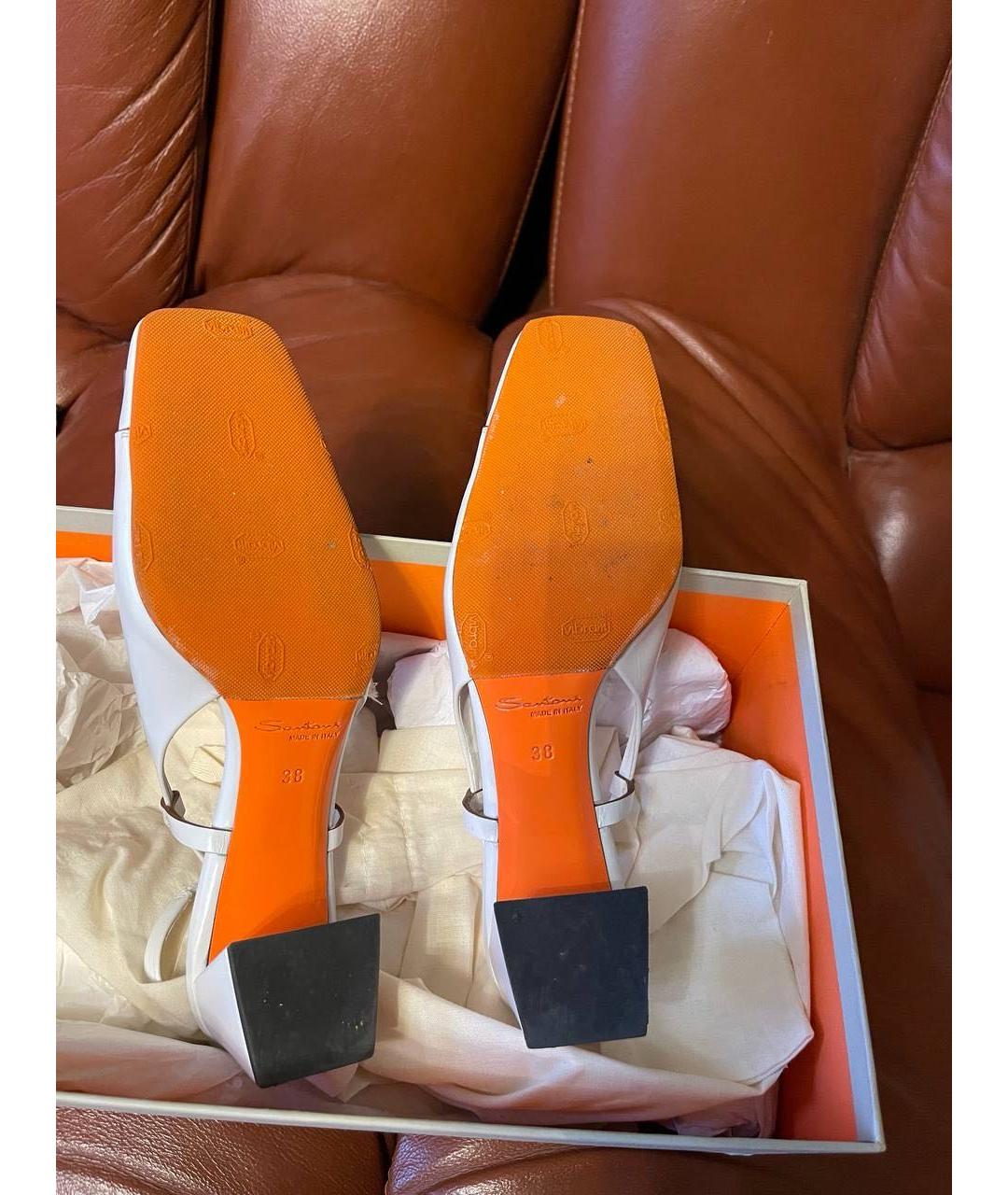 SANTONI Белые кожаные туфли, фото 5