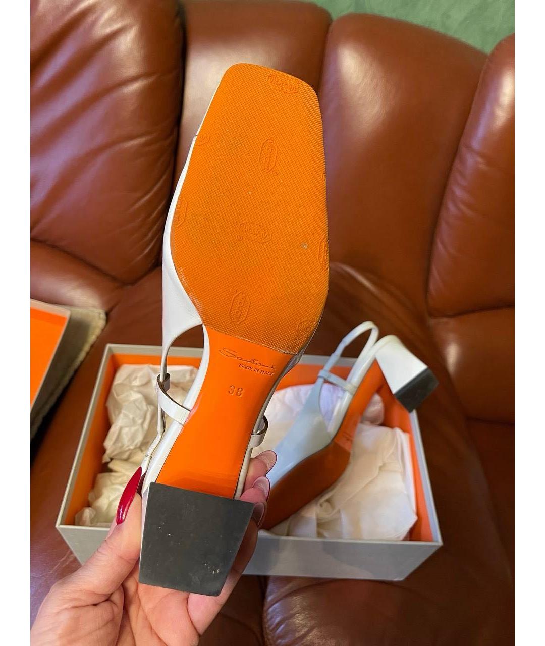 SANTONI Белые кожаные туфли, фото 6