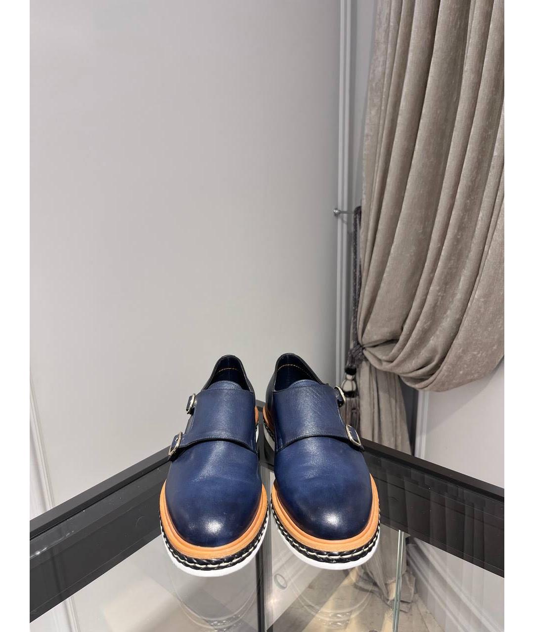 SANTONI Синие кожаные туфли, фото 2