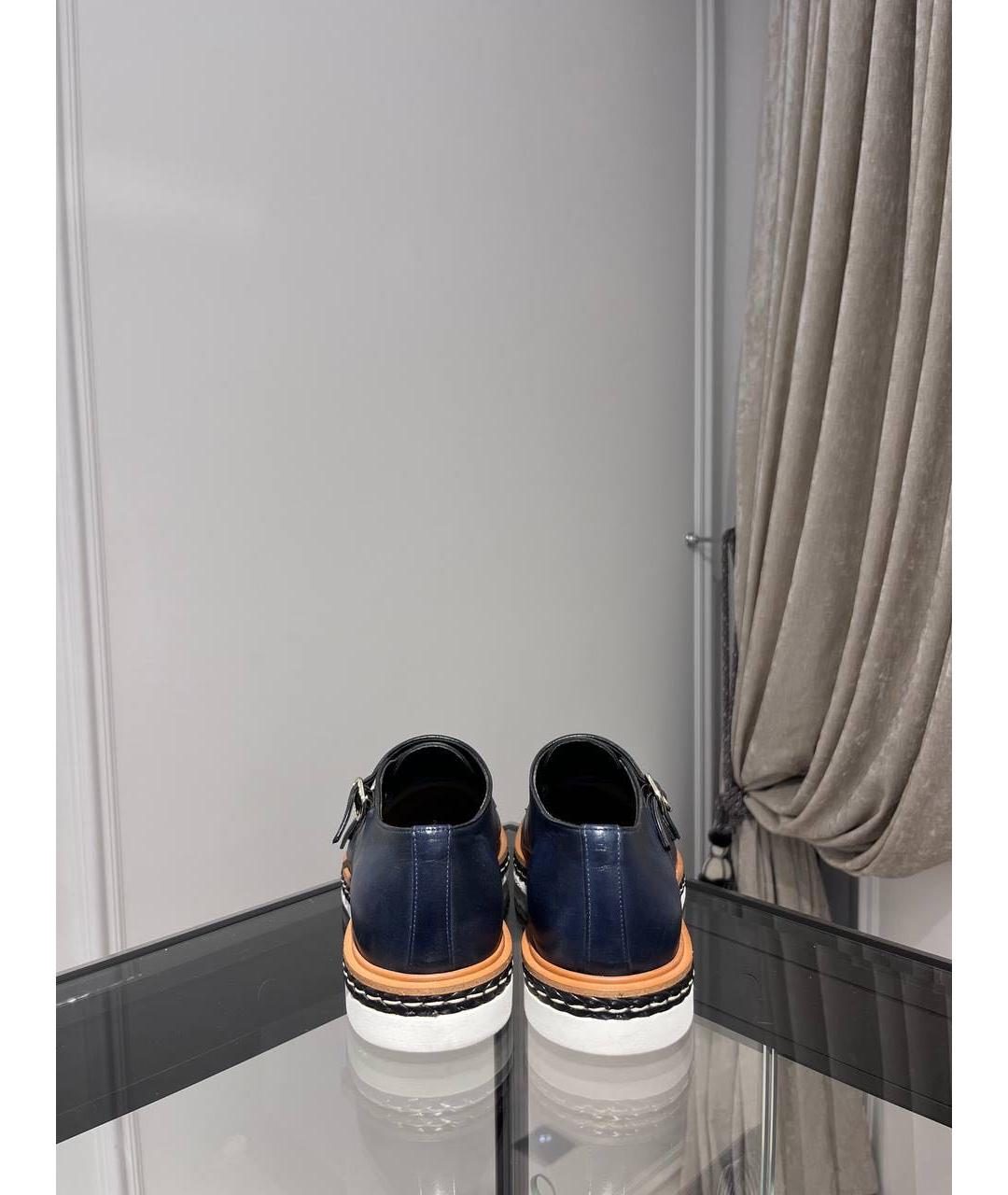 SANTONI Синие кожаные туфли, фото 3