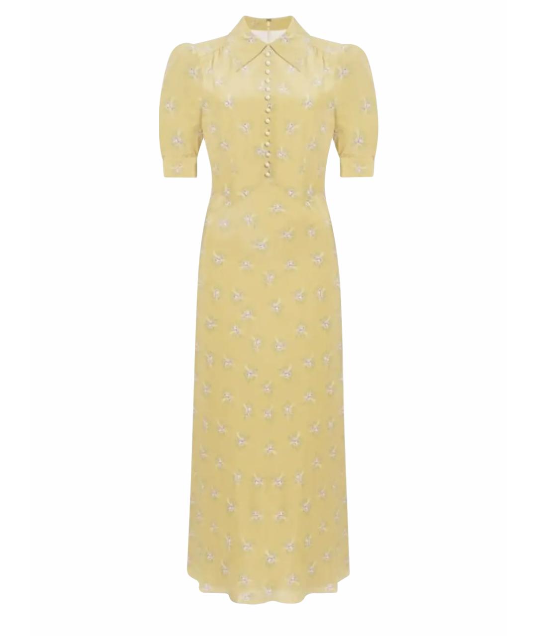 ALESSANDRA RICH Желтое шелковое вечернее платье, фото 1