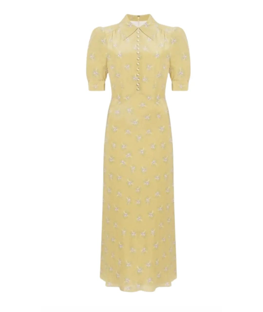 ALESSANDRA RICH Желтое шелковое вечернее платье, фото 4