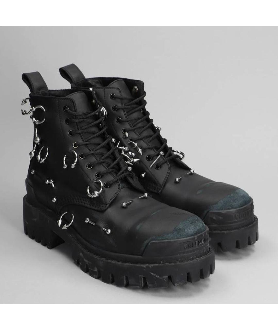 BALENCIAGA Черные кожаные высокие ботинки, фото 3