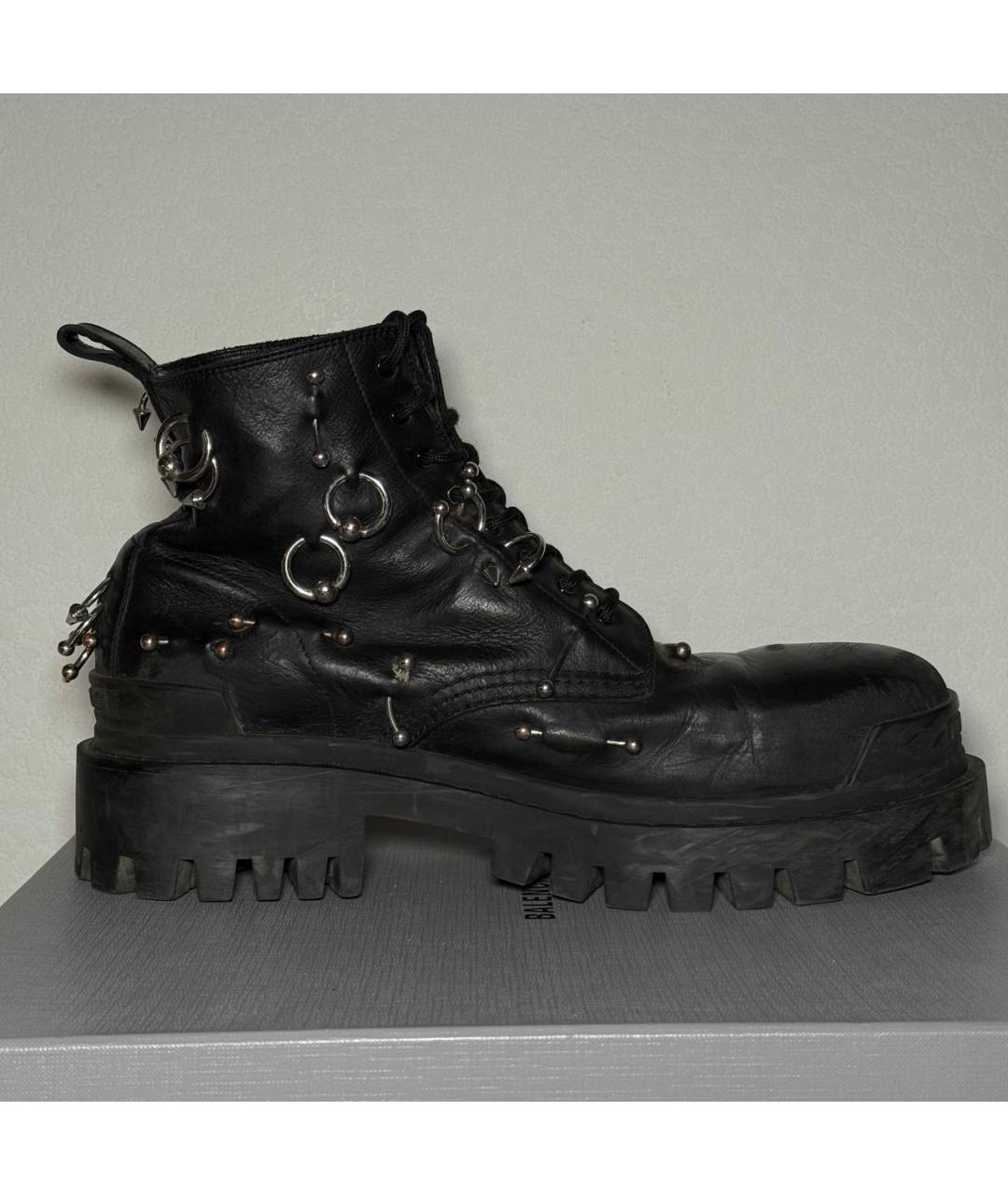 BALENCIAGA Черные кожаные высокие ботинки, фото 5
