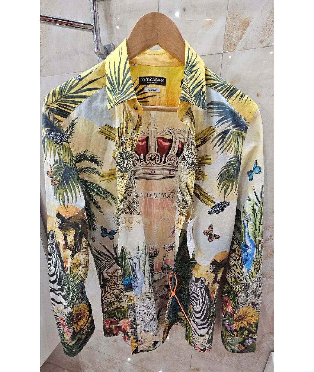 DOLCE&GABBANA Мульти хлопковая кэжуал рубашка, фото 4