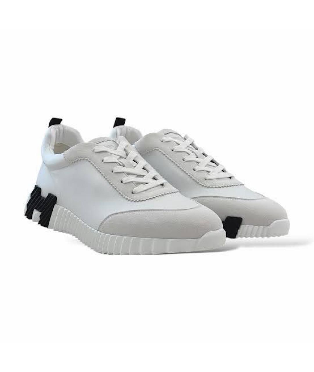 HERMES Белые кожаные низкие кроссовки / кеды, фото 3