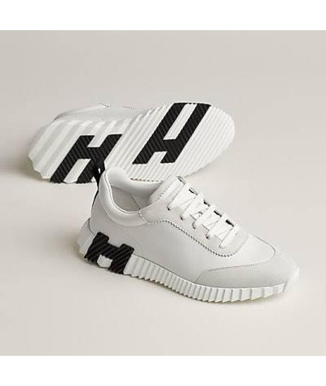 HERMES Белые кожаные низкие кроссовки / кеды, фото 4