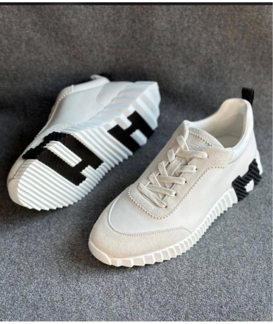 HERMES Белые кожаные низкие кроссовки / кеды, фото 2