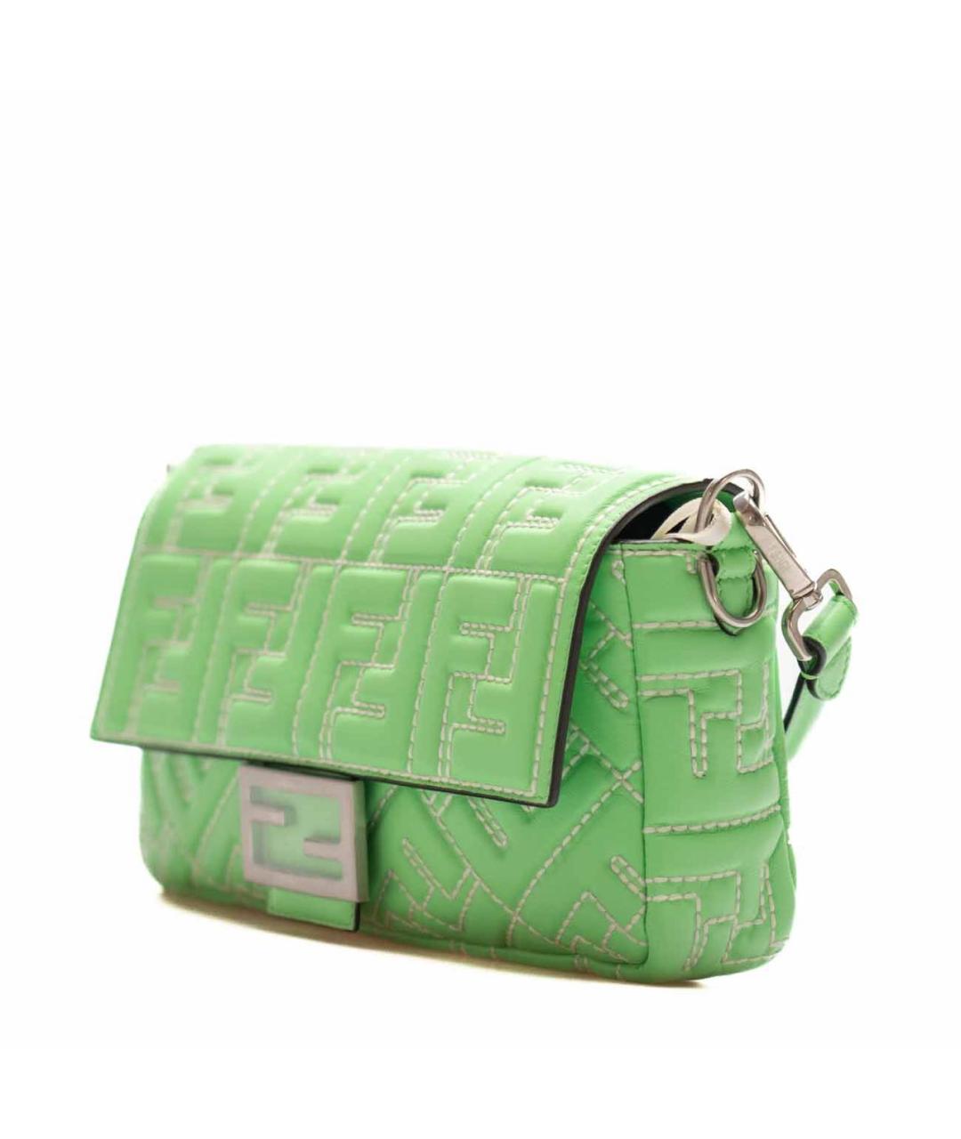 FENDI Зеленая кожаная сумка с короткими ручками, фото 4