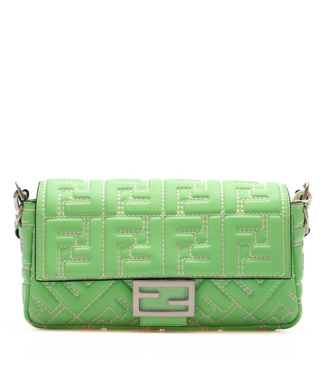FENDI Зеленая кожаная сумка с короткими ручками, фото 1