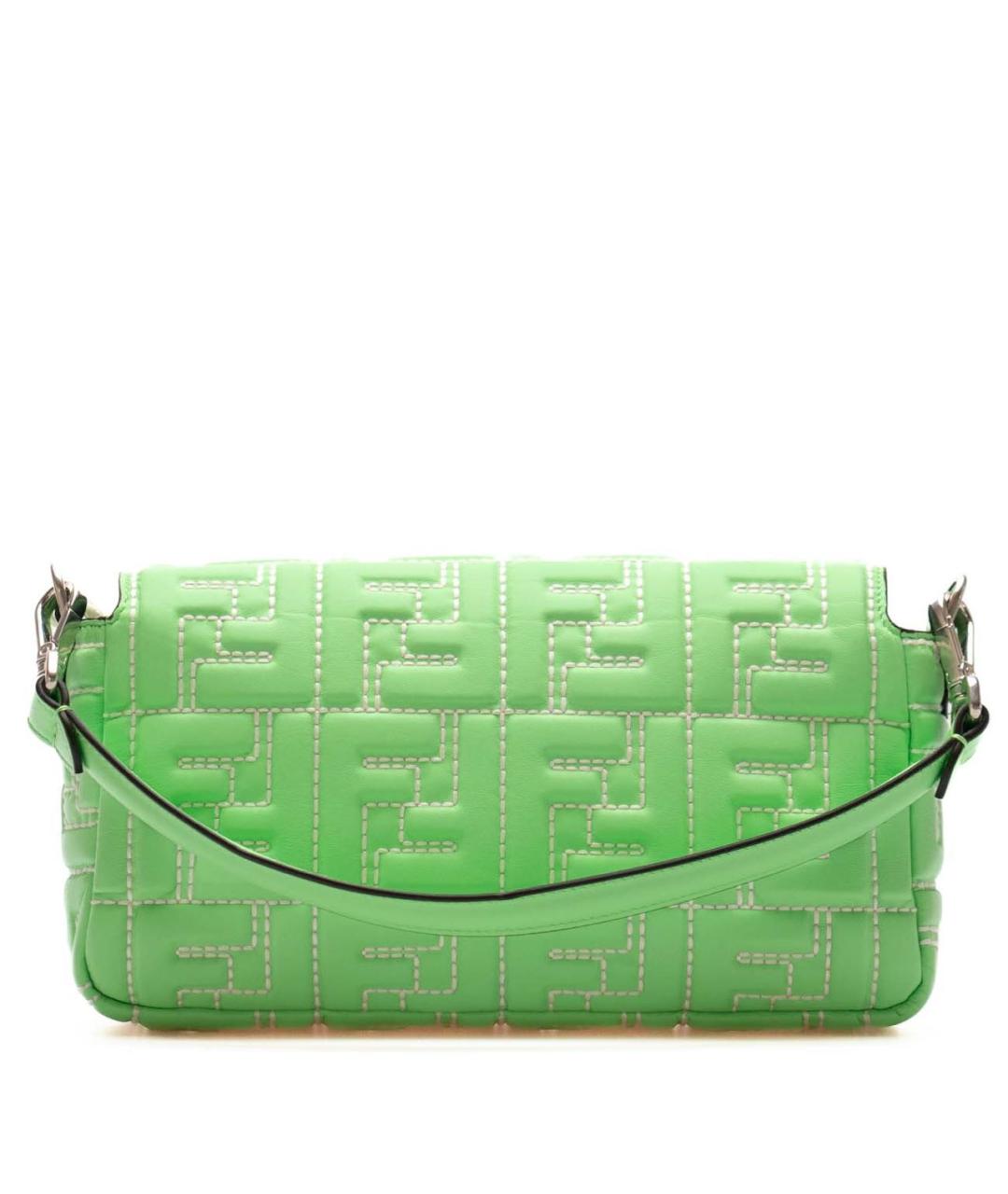 FENDI Зеленая кожаная сумка с короткими ручками, фото 2