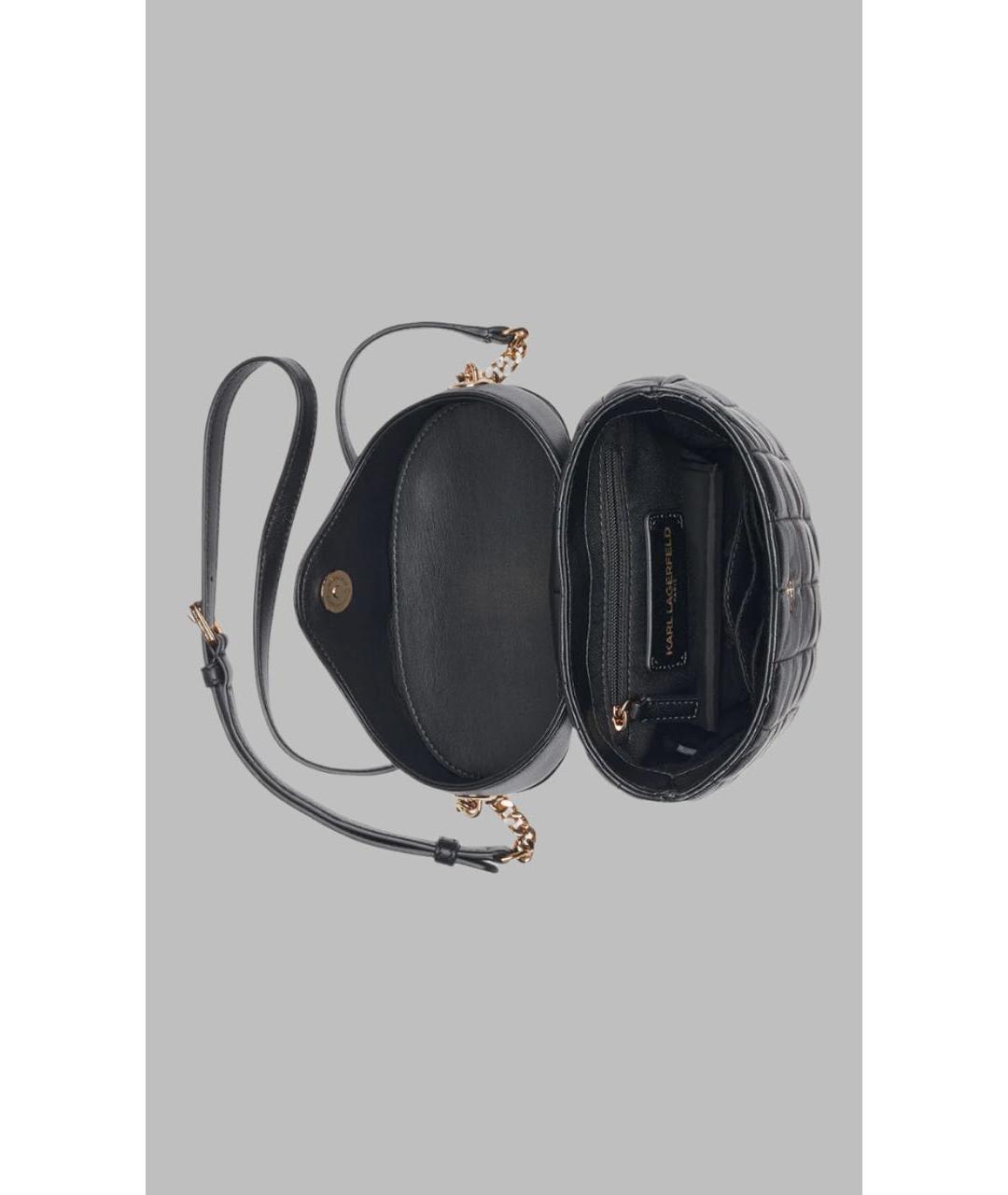 KARL LAGERFELD Черная кожаная сумка через плечо, фото 4