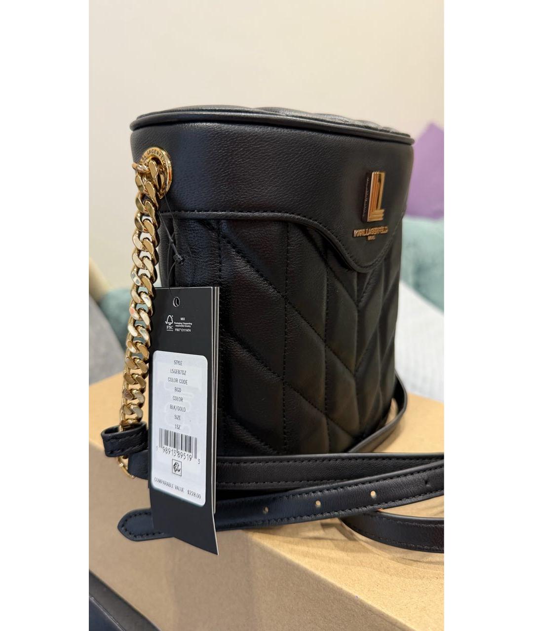 KARL LAGERFELD Черная кожаная сумка через плечо, фото 7