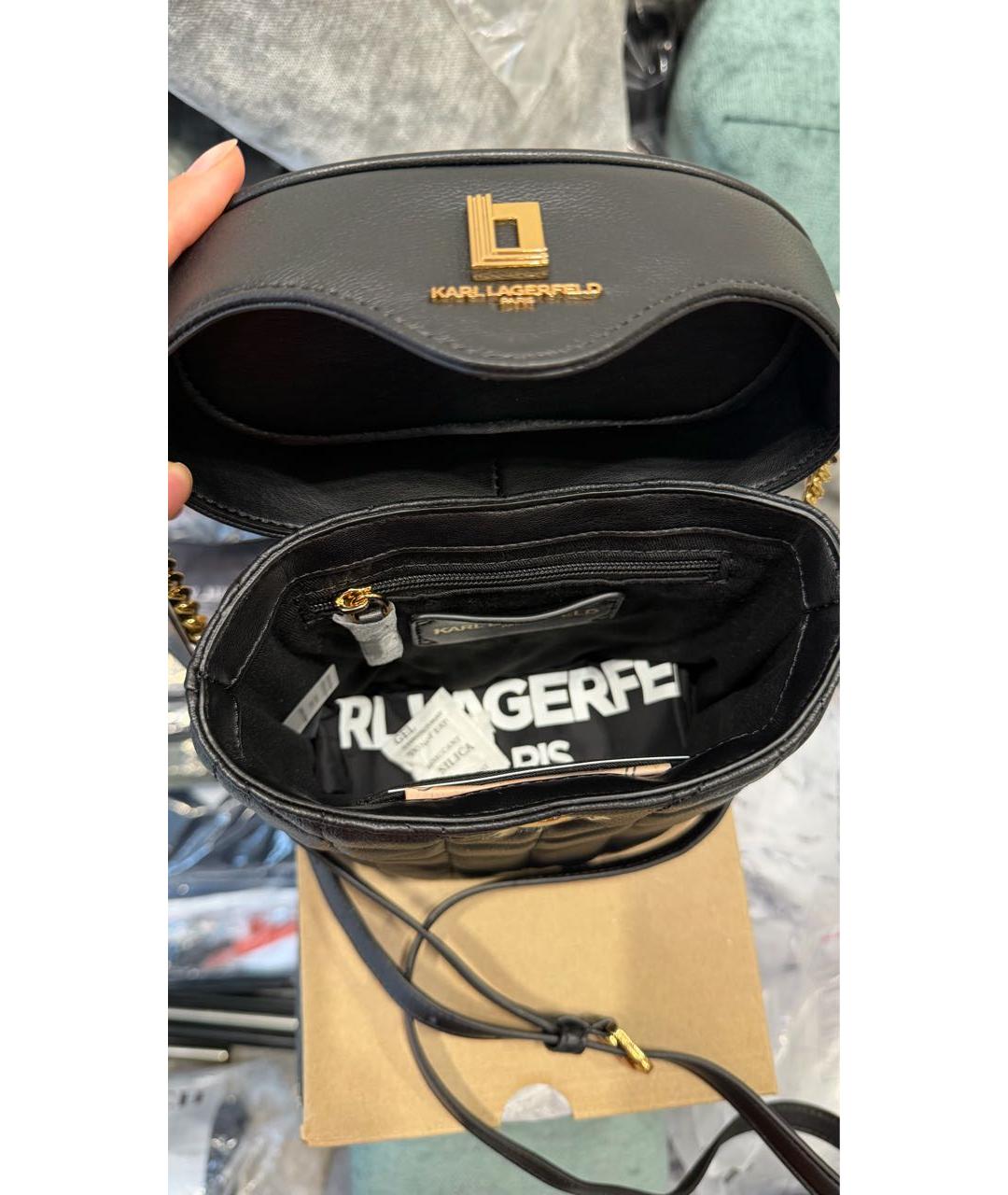 KARL LAGERFELD Черная кожаная сумка через плечо, фото 8