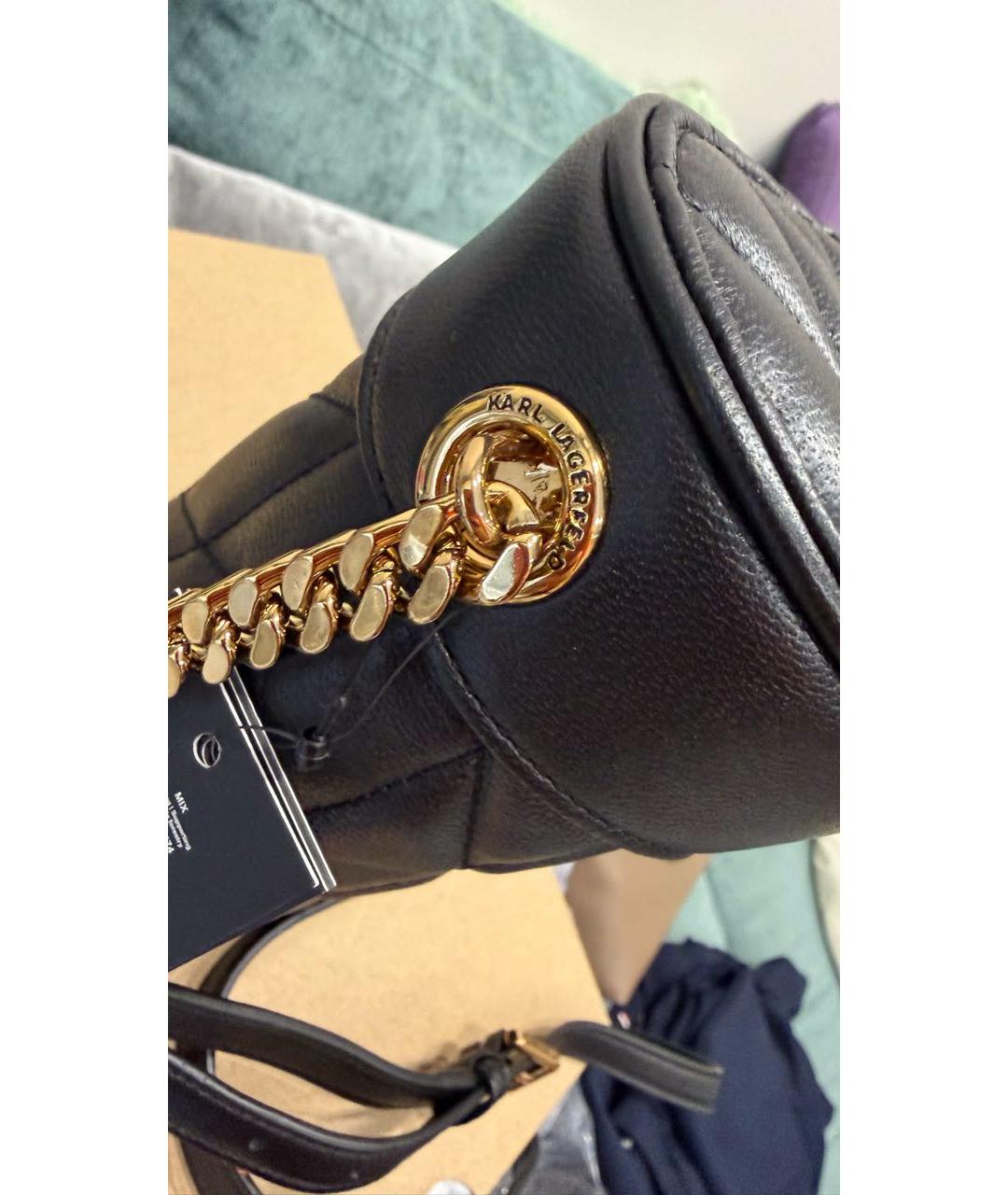 KARL LAGERFELD Черная кожаная сумка через плечо, фото 6